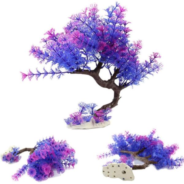 Artificial Aquarium Plants Fish Tank Decorations Purple Tree