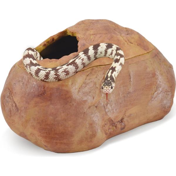 Snake Hide Cave for Gecko Shedding, Natural Rock Look Hideout, Reptiles Egg-laying Shelters