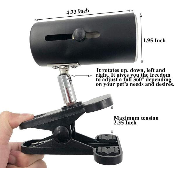 Lamp Holder Stand Lights Bulbs Heat for Reptiles Tanks, Turtle Adjustable and Rotates Black and White