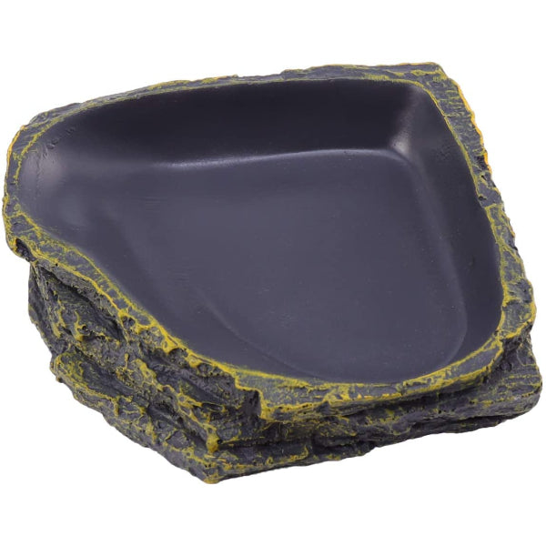 Reptile Food Dish Terrarium Water Bowl Food Feeding Plate Container Drinking Water Tray Resin for Snake Tortoise Frog