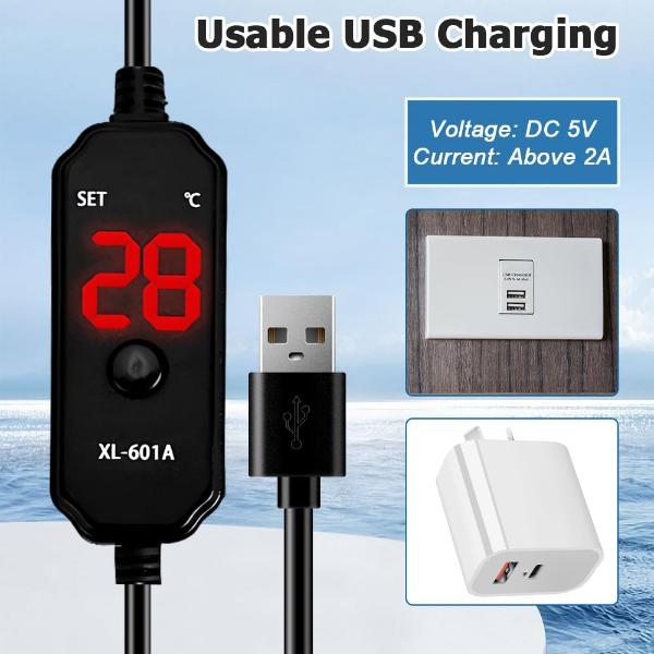 Adjustable Heater USB with Temperature Display 25W
