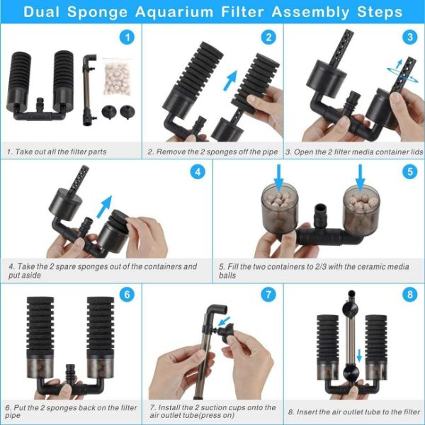 Hygger Aquarium Double Sponge Filter  HG-908M/ HG-908S 2Types