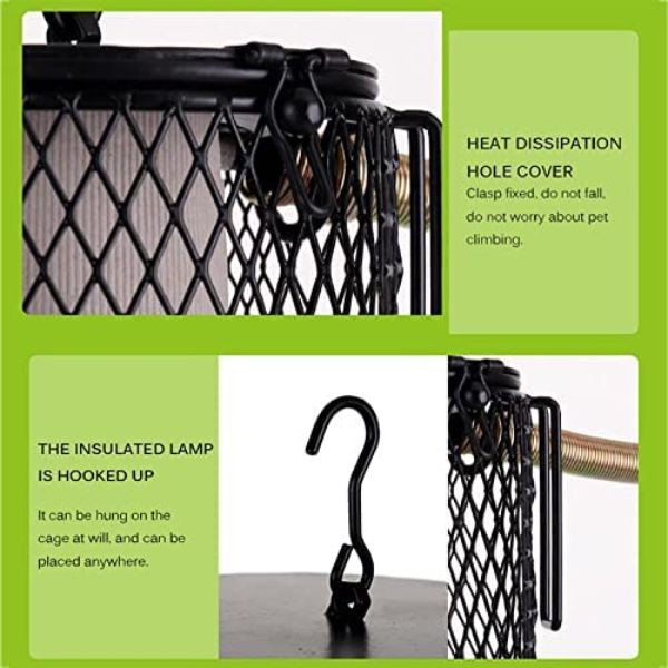 Winter Heating Reptile Heat Lamp, Hanging Birds Cage Heater with Anti-Bite Iron Tube, Infrared Ceramic Pet Heater for Chicken Lizard Brooder Coop Aquarium