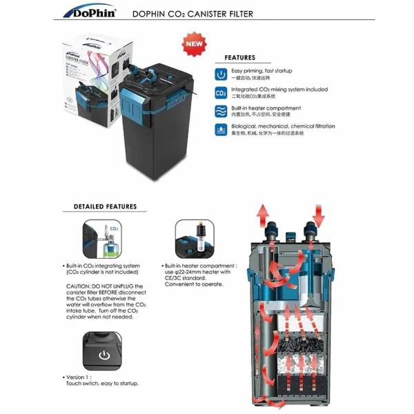 Dophin Canister Integrated CO2 Mixing and Inbuilt Heater Compartment (3 Sizes)