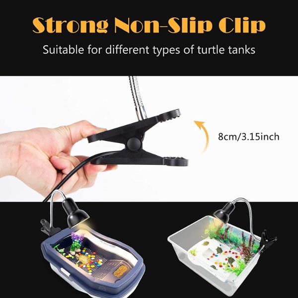 Reptile Heat Lamp, Clamp Lamp for Aquarium Adjustable Holder and Temperature with 360°Rotatable Clip for Turtle Snake Aquarium