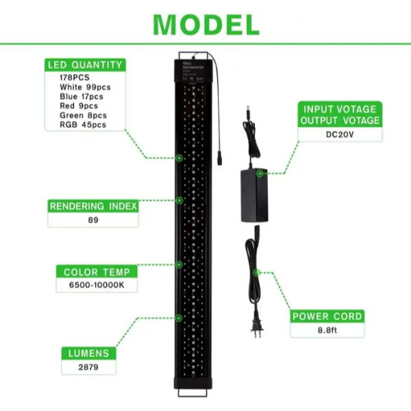 Hygger Auto On Off LED Aquarium Light Extendable 12-17 Inches 7 Colors Sunrise Sunset Full Spectrum Light Fixture for Freshwater Planted Tank Build in Timer