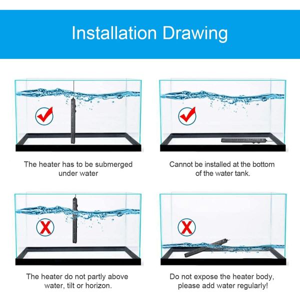 Adjustable Aquarium Heater Fast Heating Safe Protective Case