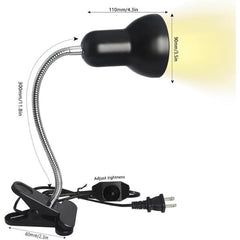 Reptile Heating Lamp, UVB Reptile Light with 50W 75W Bulbs Clamp Basking Lamp for Lizard Turtle Aquarium Tank with 360° Rotatable Clip and Adjustable Temperature Switch(2 Bulbs Included)