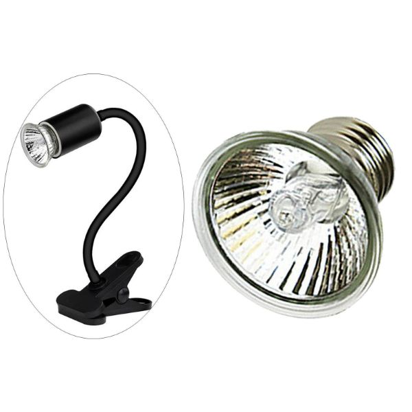 UVA UVB Light Bulb Reptile Ceramic Heat Lamp Pet Heating Bulb Holder Clamp Fixture Heating Light Lamp for Reptiles, Aquarium Turtle Light Adjustable Habitat Lighting Stand