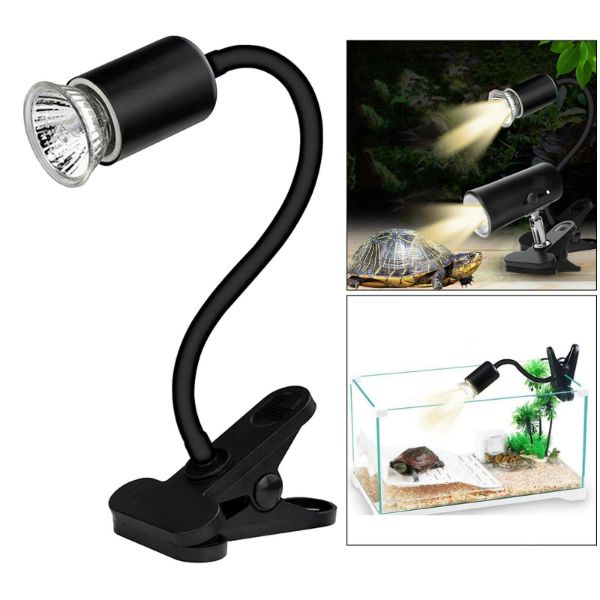 UVA UVB Light Bulb Reptile Ceramic Heat Lamp Pet Heating Bulb Holder Clamp Fixture Heating Light Lamp for Reptiles, Aquarium Turtle Light Adjustable Habitat Lighting Stand