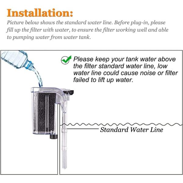 4W Hang On Filter 350L/H for With Flow Control