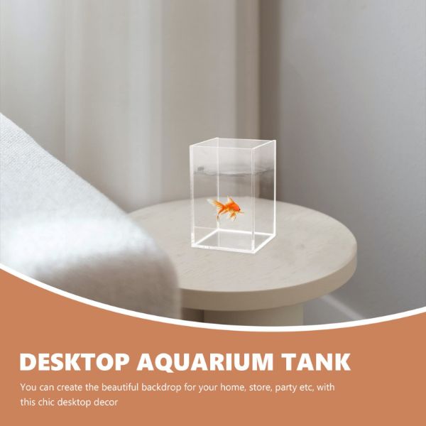 B&K 1Pc Acrylic Aquarium Fish Tank Clear Betta Fish Tank Nano Aquariums Fish Bowl for Aquarium Supplies
