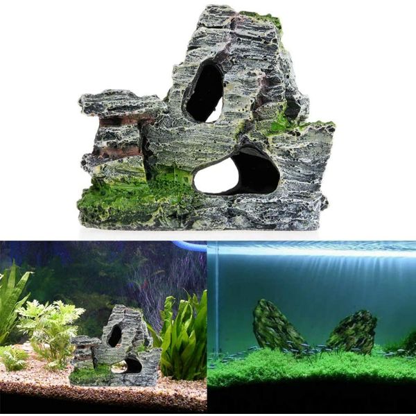 Artificial Fish Tank Rockery Resin Rock Mountain Hiding Cave Aquarium Decoration