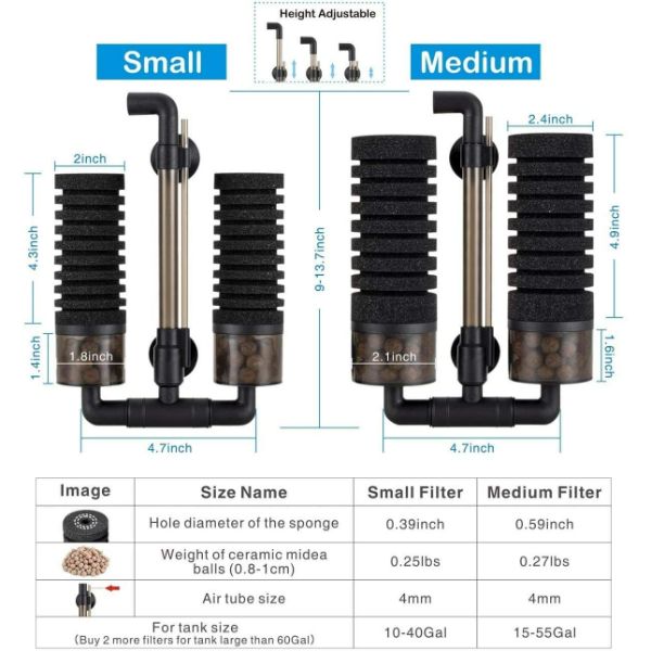 Hygger Aquarium Double Sponge Filter  HG-908M/ HG-908S 2Types