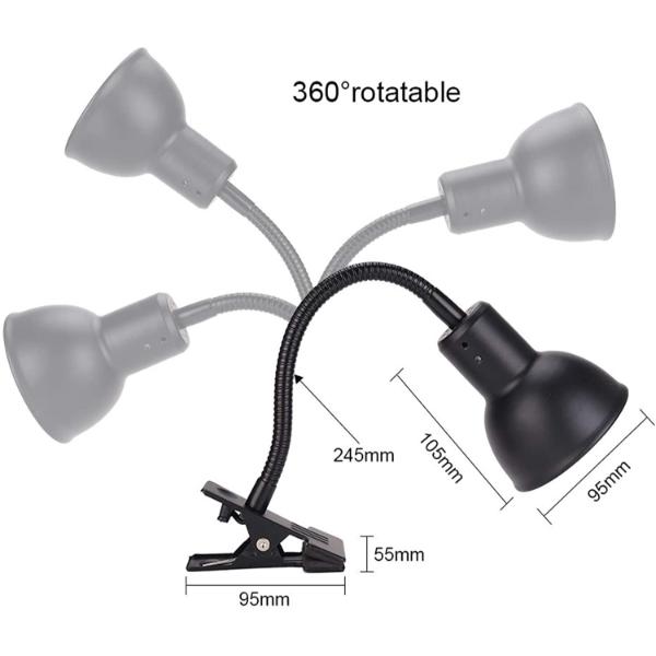 Reptile Heat Lamp, Clamp Lamp for Aquarium Adjustable Holder and Temperature with 360°Rotatable Clip for Turtle Snake Aquarium