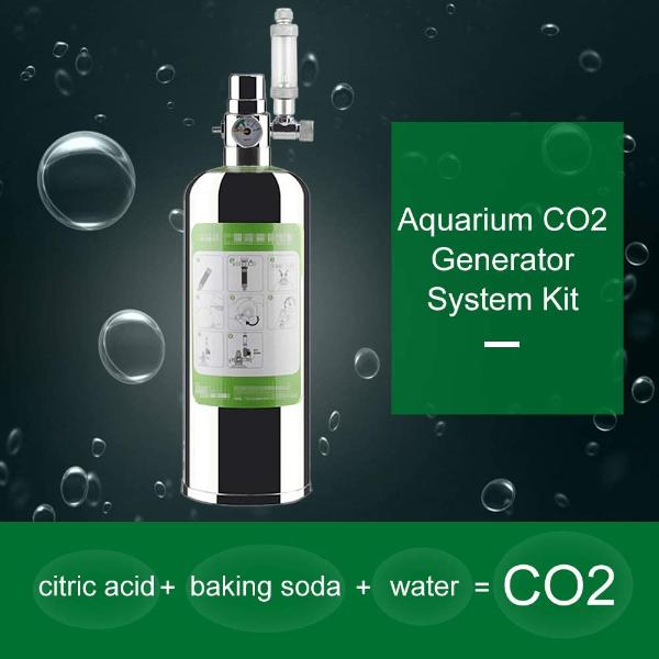 quarium Generator System Kit CO2 Stainless Steel Cylinder Generator System Carbon Dioxide Reactor Kit for Plants 2L with Pressure Reducing Valve