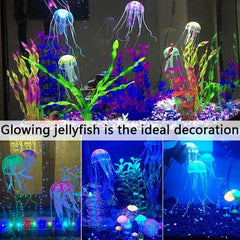 Aquarium Artificial Glowing Jellyfish Fish Tank Ornament Silicone Decoration