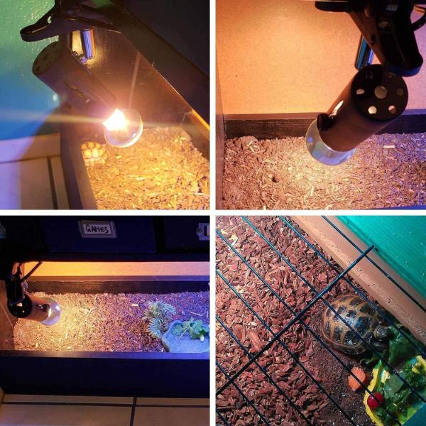 Lamp Holder Stand Lights Bulbs Heat for Reptiles Tanks, Turtle Adjustable and Rotates Black and White
