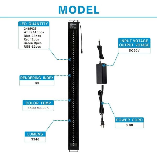 Hygger Auto On Off LED Aquarium Light Extendable 12-17 Inches 7 Colors Sunrise Sunset Full Spectrum Light Fixture for Freshwater Planted Tank Build in Timer