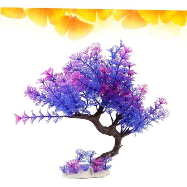 Artificial Aquarium Plants Fish Tank Decorations Purple Tree