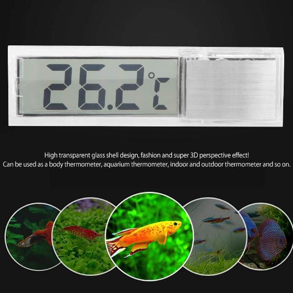 3D Perspective LCD Digital Thermometer Aquarium and Ambient