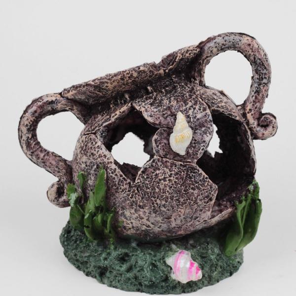 Broken Vase Pot Fish Shrimp Hiding Cave Aquarium Ornament Decor 15x11x15cm