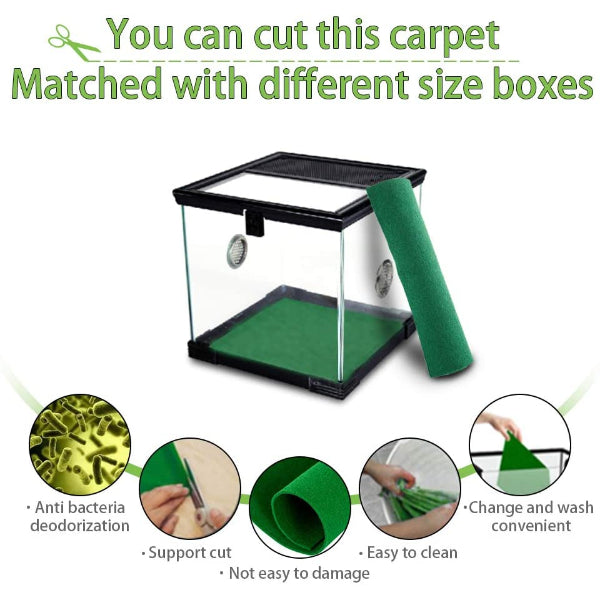 Reptile Carpet Terrarium Substrate Liner Pet Habitat Bedding Soft Green Mat for Bearded Dragon Lizards Gecko Chameleon Iguana Turtles Snakes