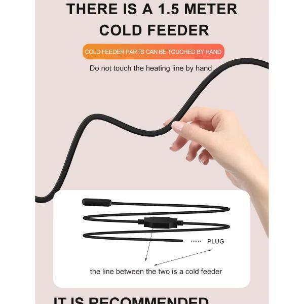 Nomoypet Reptile Bottom Heating Black Long Heat Cable for Terrarium Vivarium