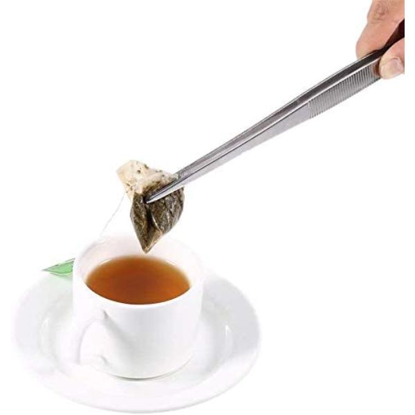 Silver Tone Stainless Steel Straight/Bent Tip Barbecue Tweezers Tongs Hand Tool 30cm Multi-use