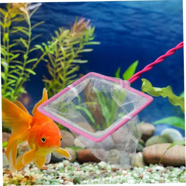 Pink Handle Aquarium Fish Net Small Nylon Fishing Nets with Plastic Handle for Fish Tank