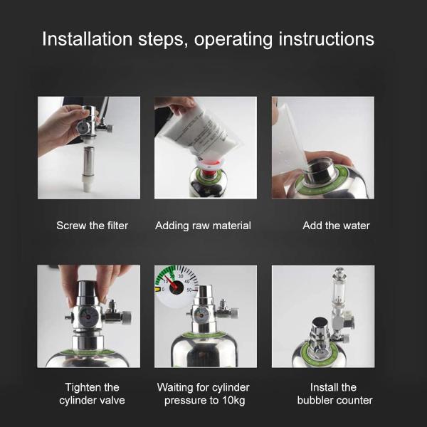 quarium Generator System Kit CO2 Stainless Steel Cylinder Generator System Carbon Dioxide Reactor Kit for Plants 2L with Pressure Reducing Valve