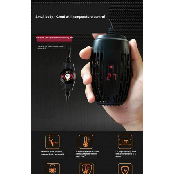 Digital Aquarium Heater Mini Automatic Temperature Controller Thermostat Submersible Water Heating Rod