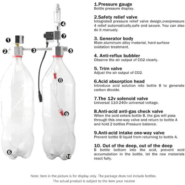 DIY CO2 Generator System Kit with Solenoid Valve Diffuser Included