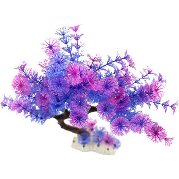 Artificial Aquarium Plants Fish Tank Decorations Purple Tree