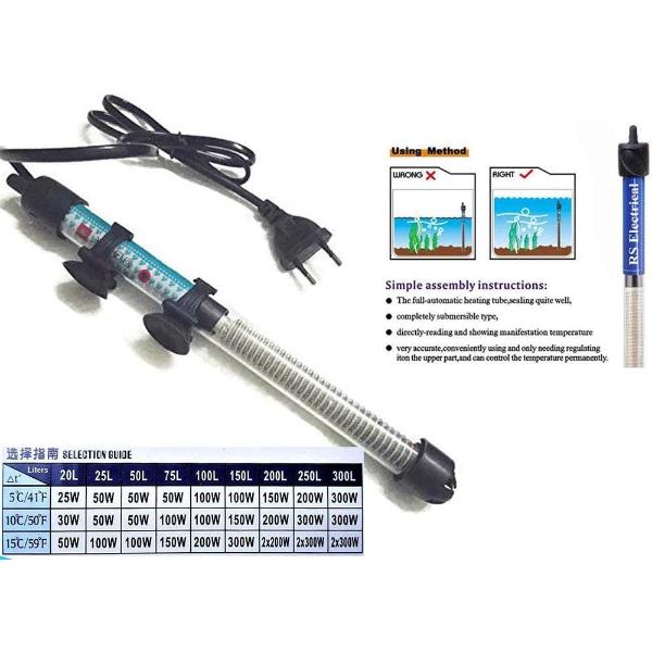 RS Series Glass Heater 25 W/50 W/ 75 W/ 100 W/ 200 W/ 300 W