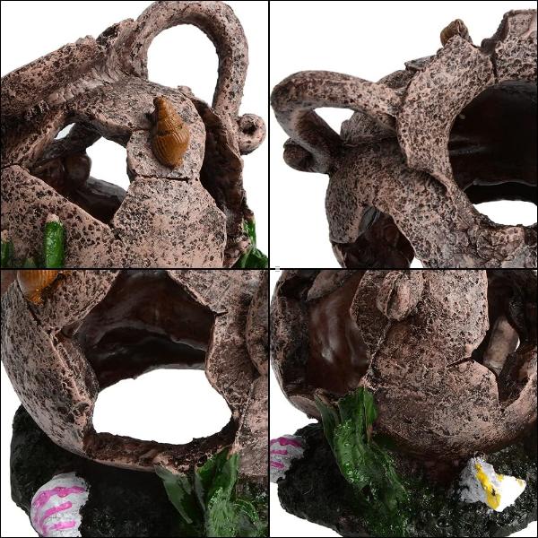 Broken Vase Pot Fish Shrimp Hiding Cave Aquarium Ornament Decor 15x11x15cm