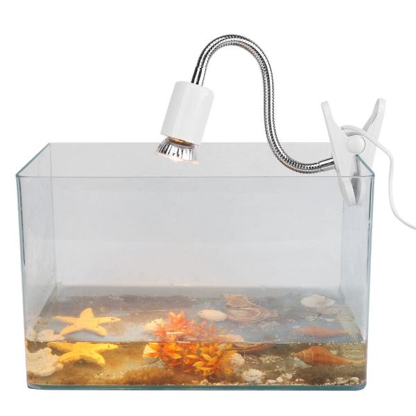 UVB Light Bulb Reptile Ceramic Heat Lamp Pet Heating Bulb Holder Clamp Lamp Fixture Heating Light Lamp for Reptiles, Aquarium Turtle Light Adjustable Habitat Lighting Stand – white (with UVB 3.0 25W Lamp)