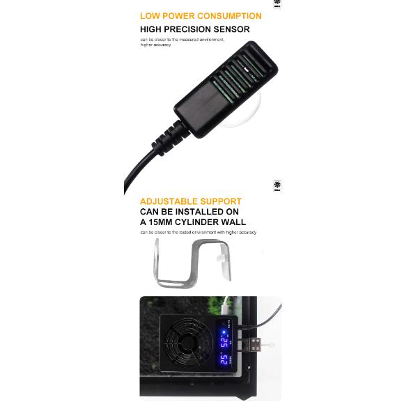 Nomoy Temperature and Humidity Sensor Fan Dehumidifier Ventilation Fan for Reptile Enclosure Terrarium Celsius Version