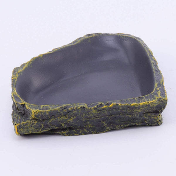 Reptile Food Dish Terrarium Water Bowl Food Feeding Plate Container Drinking Water Tray Resin for Snake Tortoise Frog