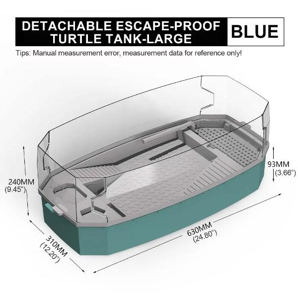 NomoyPet Detachable Terrarium Tank for Turtles & Reptiles with Lid and Pump