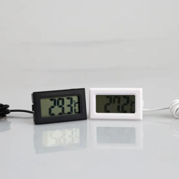 Mini Digital LCD Thermometer Sensor TPM-10, Freezer, Refrigerator, Aquarium Thermometer Embedded Thermometer with Wire Black and White
