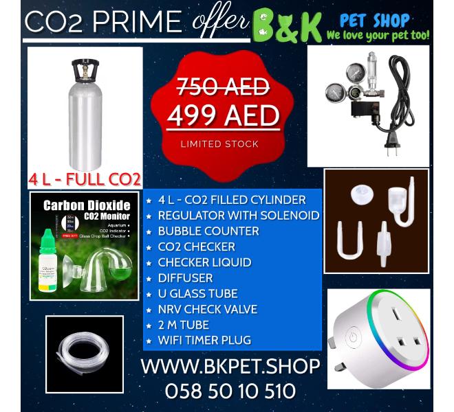 CO2 Prime Aquarium Combo Set – 4L Full CO2 Cylinder with Regulator, Solenoid & Accessories