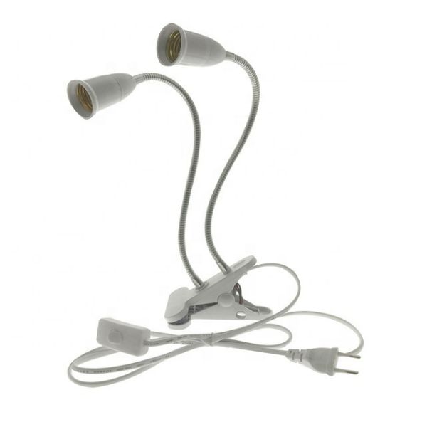 Double Heads Clip with Switch Extension Bulb Holder Socket for Led Grow Light