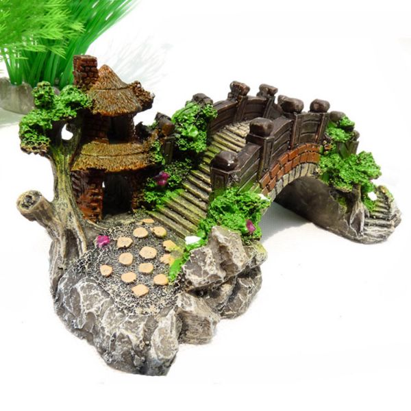 Pavilion Tree Fish Tank Decoration Bridge Aquarium Ornament - SMALL / LARGE / Extra Large