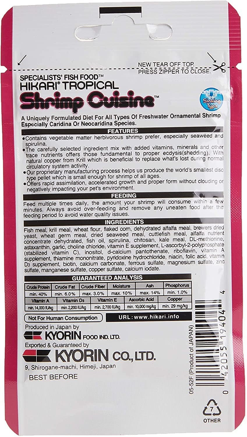 Hikari Tropical Shrimp Cuisine Highly Flavorful Nutrient Mix Fish Food -10 Grams