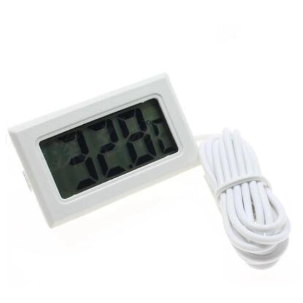Mini Digital LCD Thermometer Sensor TPM-10, Freezer, Refrigerator, Aquarium Thermometer Embedded Thermometer with Wire Black and White