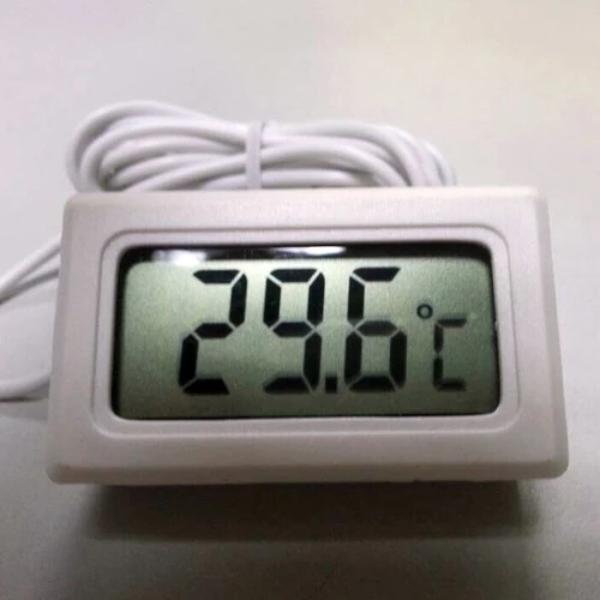 Mini Digital LCD Thermometer Sensor TPM-10, Freezer, Refrigerator, Aquarium Thermometer Embedded Thermometer with Wire Black and White