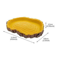 Turtle Feeding Plate Climbing Reptile Wood Food Dish Bowl Turtle Gecko Water Feeder Plate Terrarium Decor Tortoise Feeder Bowl