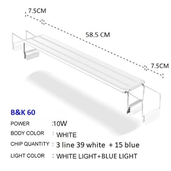 High Quality Extensible Aquarium Fish Tank LED Super Bright Light Planted Reef Coral Marine Lamp Lighting Clip-on Lamp – Suitable Tank Size: 60-70cm