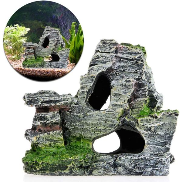 Artificial Fish Tank Rockery Resin Rock Mountain Hiding Cave Aquarium Decoration